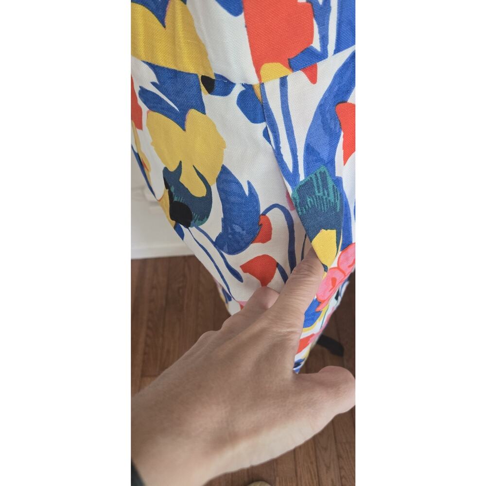 J Crew Sz 6 Morning Floral Pintucked Midi Skirt Abstract Colorful A Line Pencil - Picture 4 of 9
